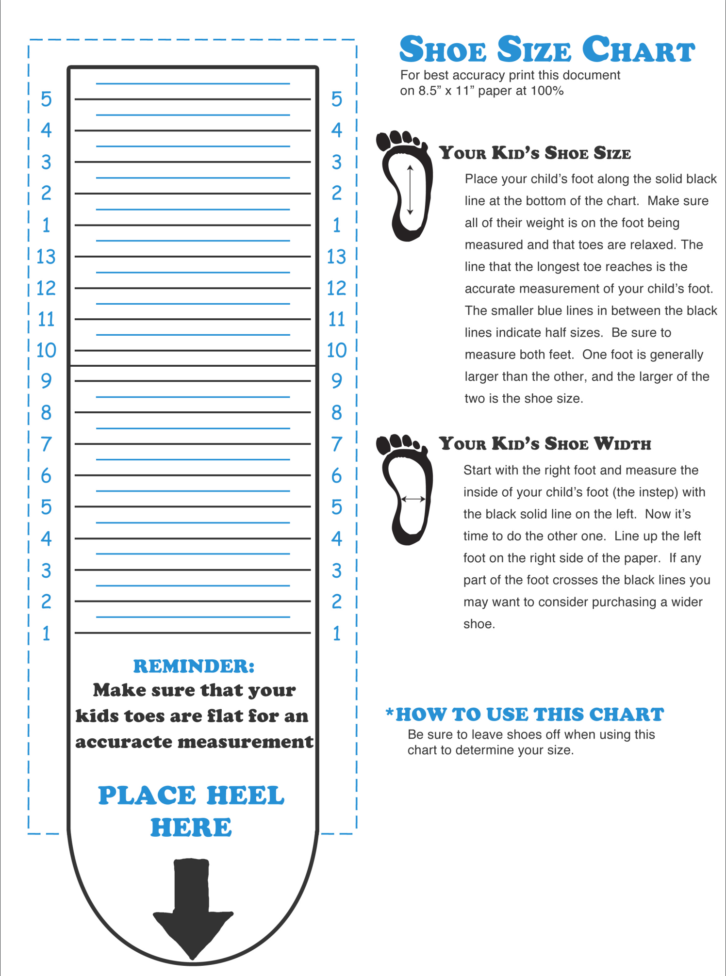 Measurement Guide Bob's Little Feet